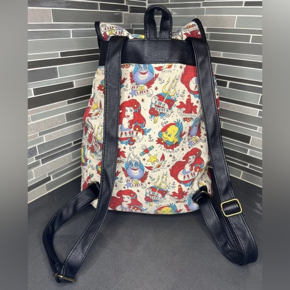 Loungefly Ariel & Flounder Disney The Little Mermaid Tattoo art Backpack - Picture 2 of 3